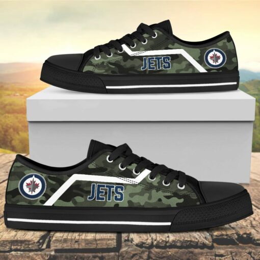Camouflage Winnipeg Jets Canvas Low Top Shoes