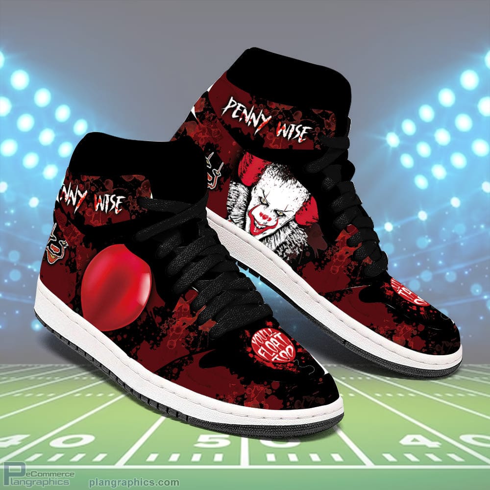 Pennywise IT Jordan 1 High Sneaker Boots Horror Fans Sneakers