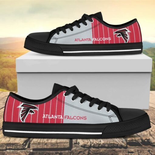 Vertical Stripes Atlanta Falcons Canvas Low Top Shoes
