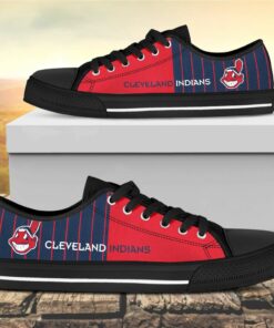 Vertical Stripes Cleveland Indians Canvas Low Top Shoes