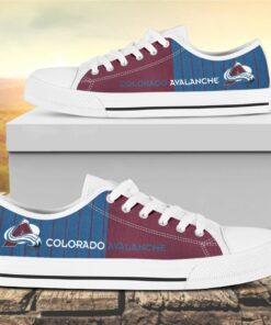Vertical Stripes Colorado Avalanche Canvas Low Top Shoes