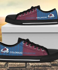 Vertical Stripes Colorado Avalanche Canvas Low Top Shoes