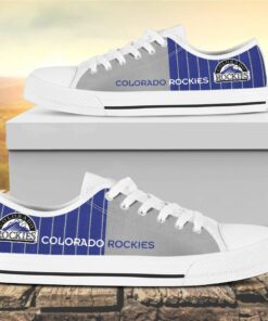 Vertical Stripes Colorado Rockies Canvas Low Top Shoes