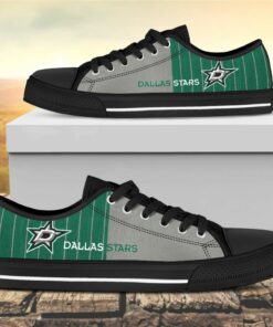 Vertical Stripes Dallas Stars Canvas Low Top Shoes