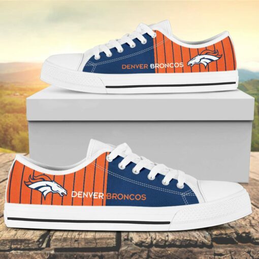 Vertical Stripes Denver Broncos Canvas Low Top Shoes