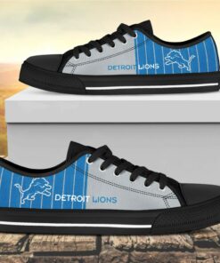 Vertical Stripes Detroit Lions Canvas Low Top Shoes