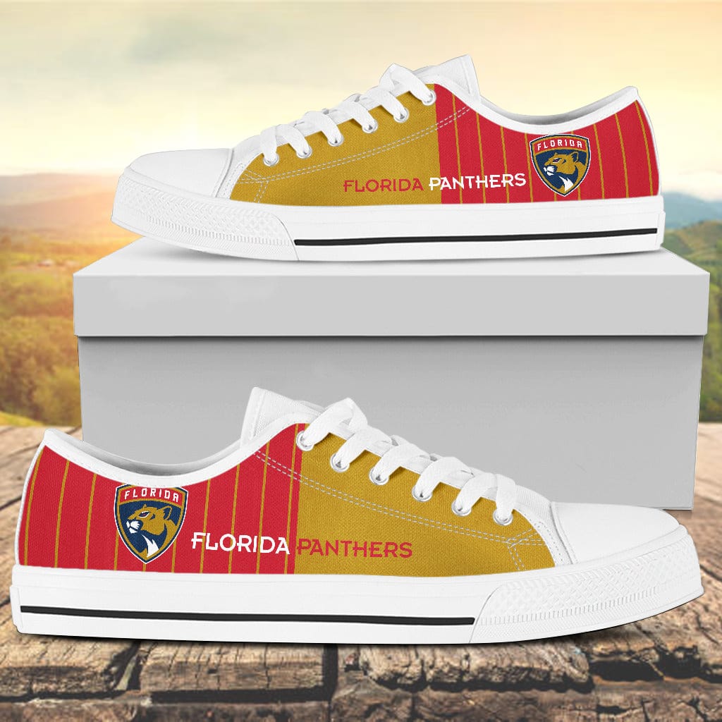 Vertical Stripes Florida Panthers Canvas Low Top Shoes