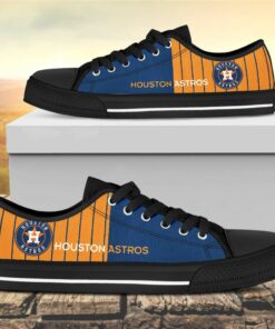 Vertical Stripes Houston Astros Canvas Low Top Shoes