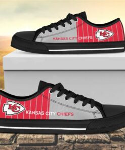 Vertical Stripes Kansas City Chiefs Canvas Low Top Shoes