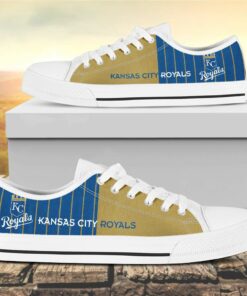 Vertical Stripes Kansas City Royals Canvas Low Top Shoes