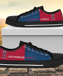 Vertical Stripes Los Angeles Angels Canvas Low Top Shoes