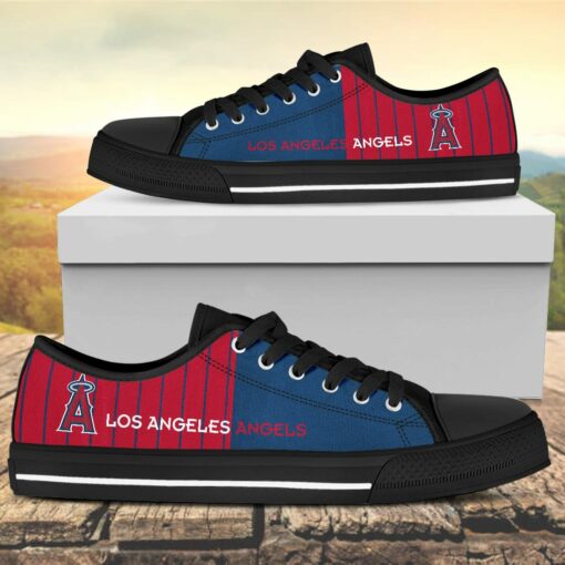 Vertical Stripes Los Angeles Angels Canvas Low Top Shoes