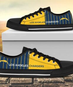 Vertical Stripes Los Angeles Chargers Canvas Low Top Shoes