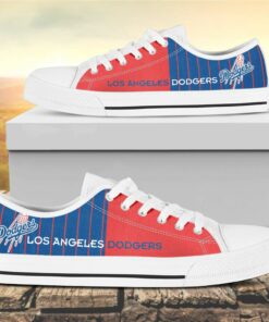 Vertical Stripes Los Angeles Dodgers Canvas Low Top Shoes