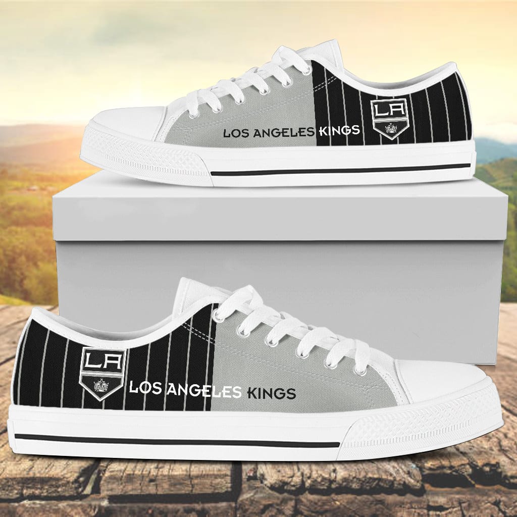 Vertical Stripes Los Angeles Kings Canvas Low Top Shoes