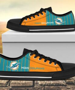 Vertical Stripes Miami Dolphins Canvas Low Top Shoes