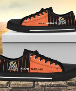 Vertical Stripes Miami Marlins Canvas Low Top Shoes