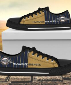 Vertical Stripes Milwaukee Brewers Canvas Low Top Shoes