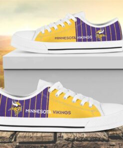 Vertical Stripes Minnesota Vikings Canvas Low Top Shoes