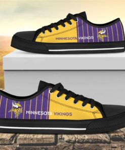 Vertical Stripes Minnesota Vikings Canvas Low Top Shoes