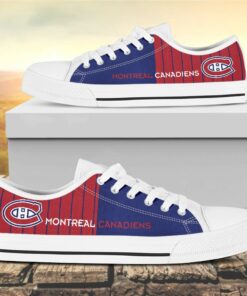 Vertical Stripes Montreal Canadiens Canvas Low Top Shoes