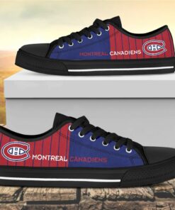 Vertical Stripes Montreal Canadiens Canvas Low Top Shoes