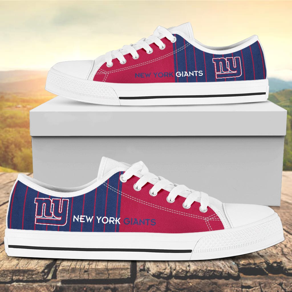 Vertical Stripes New York Giants Canvas Low Top Shoes