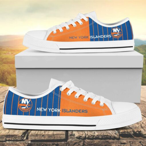 Vertical Stripes New York Islanders Canvas Low Top Shoes