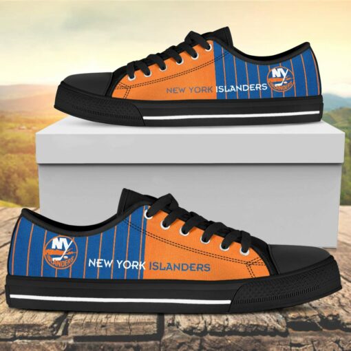 Vertical Stripes New York Islanders Canvas Low Top Shoes