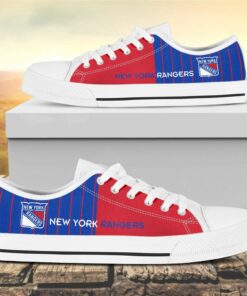 Vertical Stripes New York Rangers Canvas Low Top Shoes