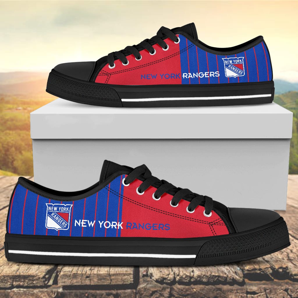 Vertical Stripes New York Rangers Canvas Low Top Shoes