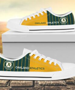 Vertical Stripes Oakland Athletics Canvas Low Top Shoes