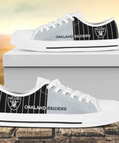 vertical stripes oakland raiders canvas low top shoes 1 cp64s9
