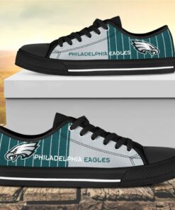 Vertical Stripes Philadelphia Eagles Canvas Low Top Shoes