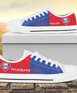 Vertical Stripes Philadelphia Phillies Canvas Low Top Shoes