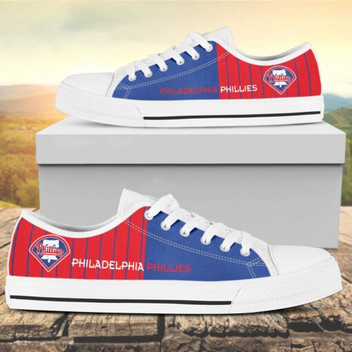 Vertical Stripes Philadelphia Phillies Canvas Low Top Shoes