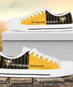 Vertical Stripes Pittsburgh Penguins Canvas Low Top Shoes