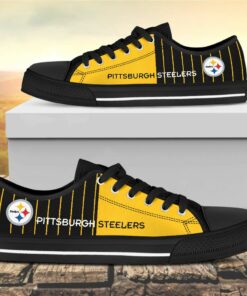 vertical stripes pittsburgh steelers canvas low top shoes 2 l3gpev