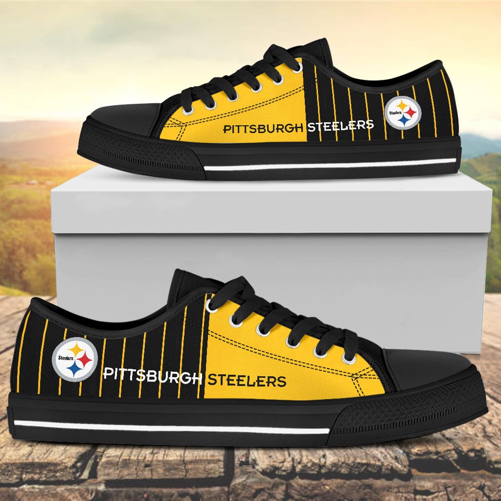 Vertical Stripes Pittsburgh Steelers Canvas Low Top Shoes