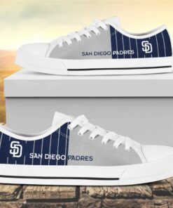 Vertical Stripes San Diego Padres Canvas Low Top Shoes