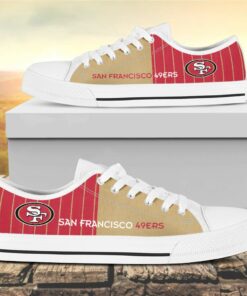 vertical stripes san francisco 49ers canvas low top shoes 1 i40sd0