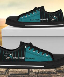 Vertical Stripes San Jose Sharks Canvas Low Top Shoes