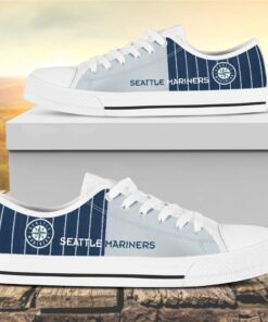 Vertical Stripes Seattle Mariners Canvas Low Top Shoes