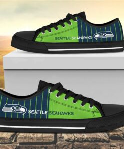 Vertical Stripes Seattle Seahawks Canvas Low Top Shoes