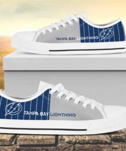 Vertical Stripes Tampa Bay Lightning Canvas Low Top Shoes