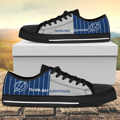 Vertical Stripes Tampa Bay Lightning Canvas Low Top Shoes