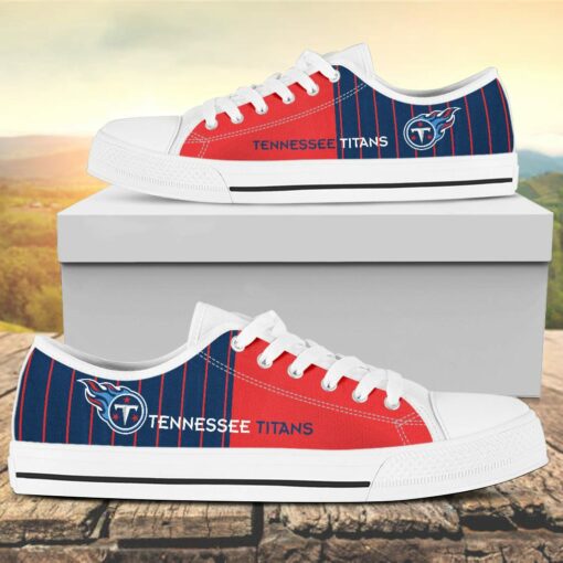 Vertical Stripes Tennessee Titans Canvas Low Top Shoes