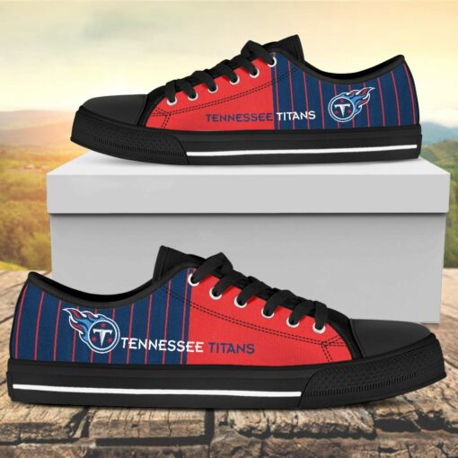 Vertical Stripes Tennessee Titans Canvas Low Top Shoes