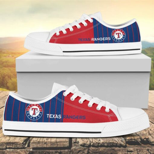 Vertical Stripes Texas Rangers Canvas Low Top Shoes