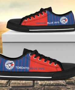 Vertical Stripes Toronto Blue Jays Canvas Low Top Shoes